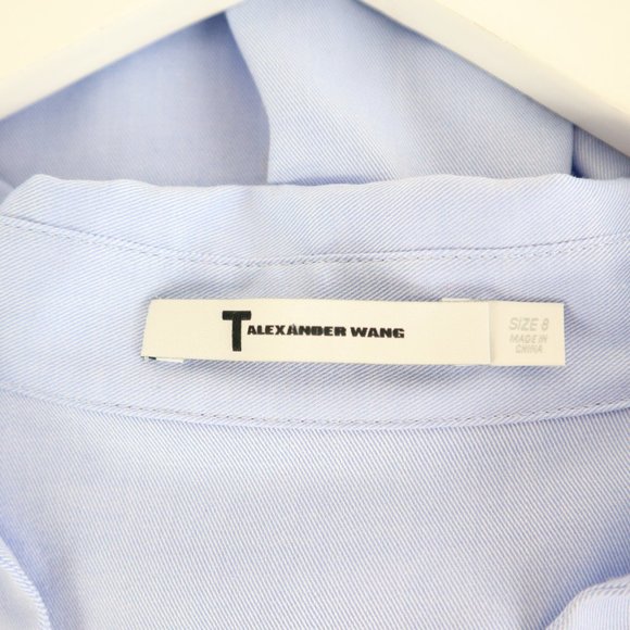 T by Alexander Wang Blue Sleeveless Collared Shirt - Picture 3 of 4